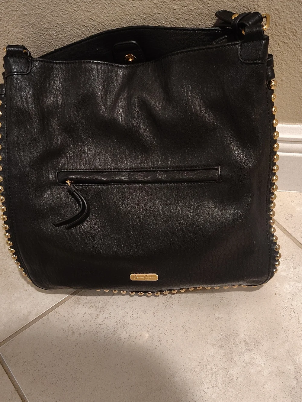 Jessica Simpson Gorgeous.  Black Shoulder Tote with Gold Stud Detailing